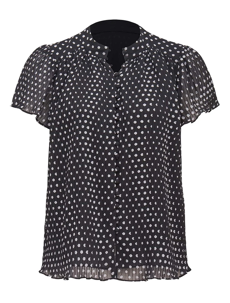 Yvonne Flutter-Sleeve Blouse