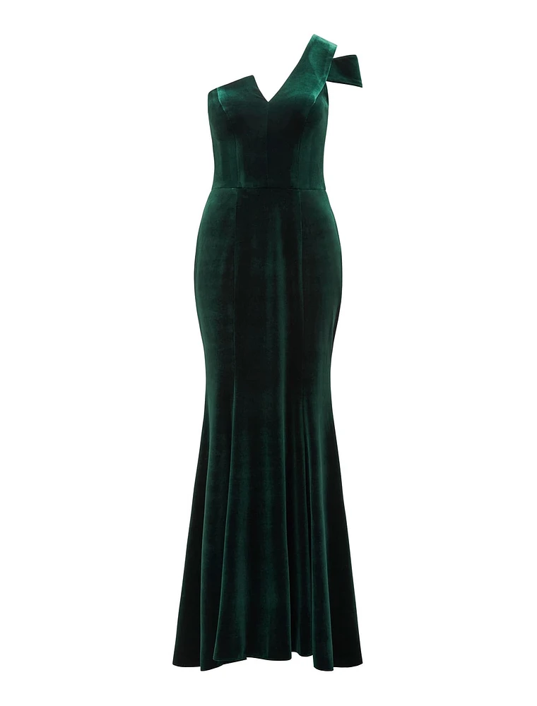 Elena Velvet One-Shoulder Gown