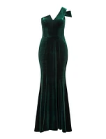 Elena Velvet One-Shoulder Gown