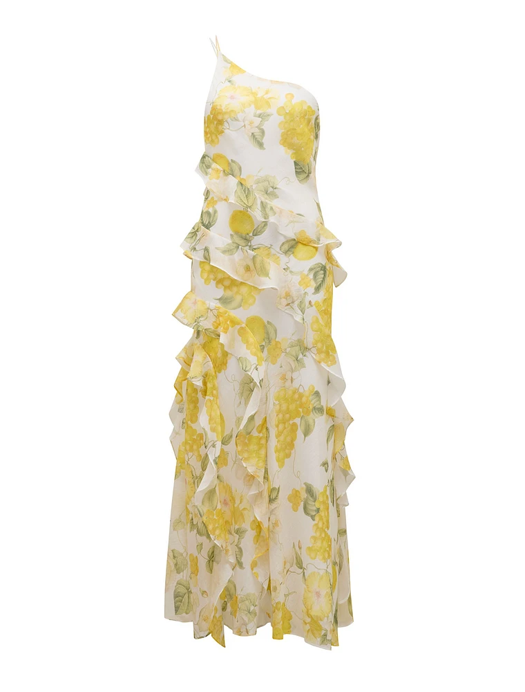 Belle One Shoulder Ruffle Gown