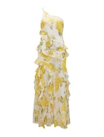 Belle One Shoulder Ruffle Gown