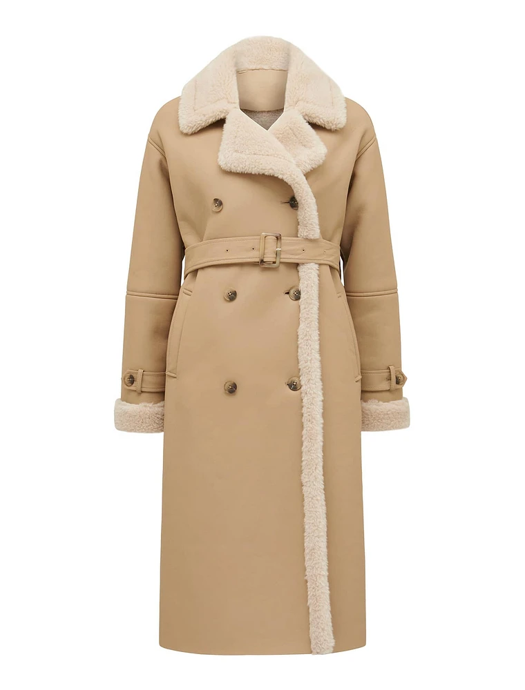 Alix Vegan Leather Shearling Maxi Coat