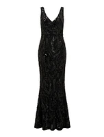 Marlena V-Neck Sequin Gown