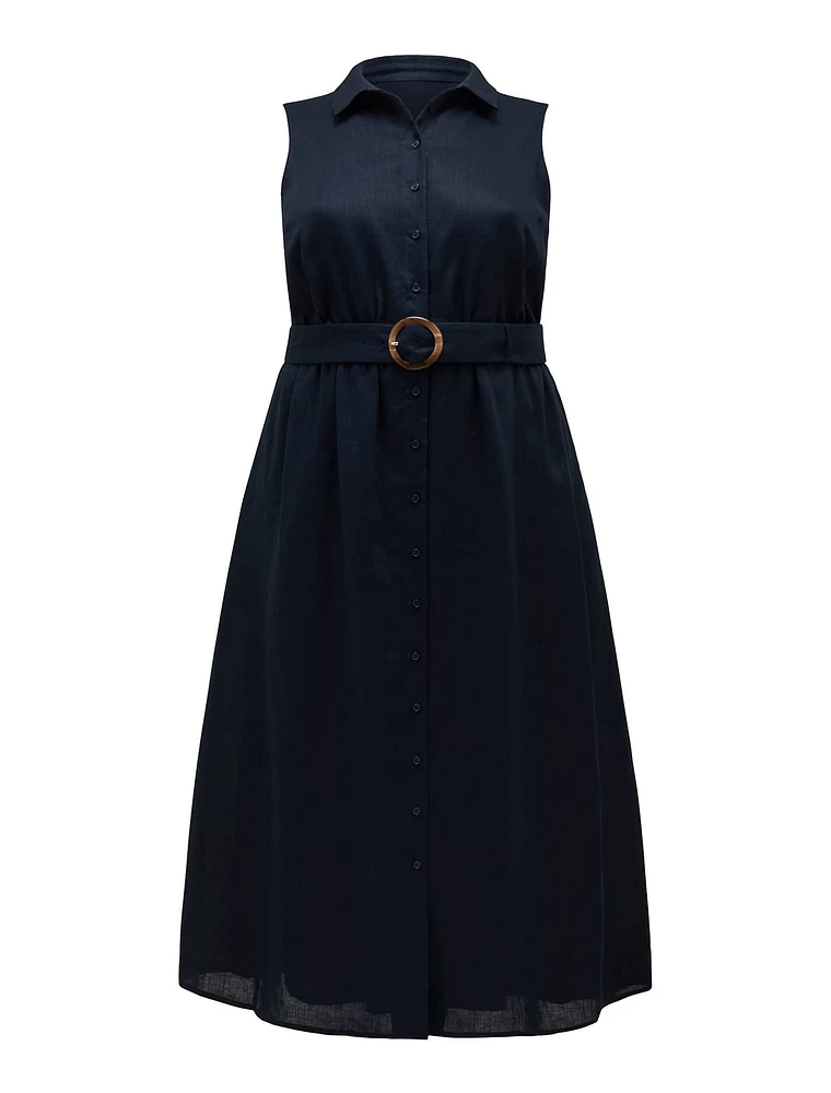 Gabbie Curve Button-Down Midi Dress