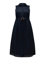 Gabbie Curve Button-Down Midi Dress