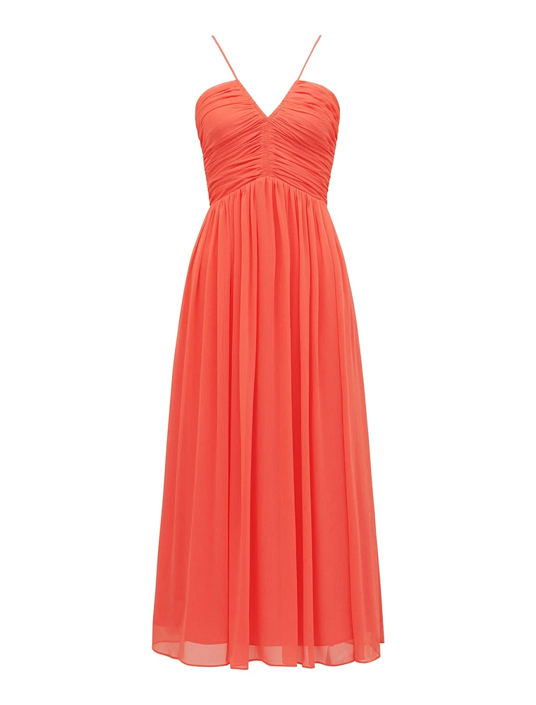 Nakita Petite Ruched-Bodice Maxi Dress Coral - 0 to 12 Women's Dresses