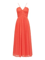 Nakita Petite Ruched-Bodice Maxi Dress Coral - 0 to 12 Women's Dresses