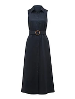 Gabbie Button-Down Midi Dress Navy - 0 to 12 Women's Day Dresses