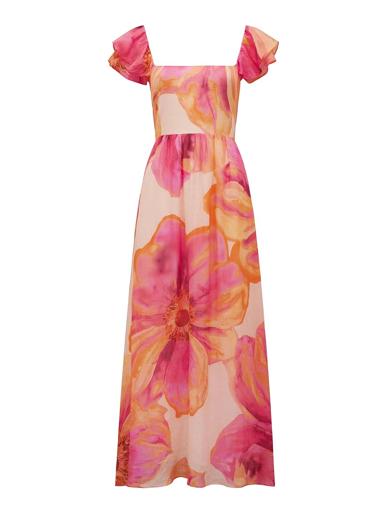 Darla Flutter-Sleeve Midi Dress Floral Print - 0 to 12 Women's Day Dresses