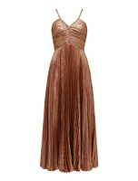 Jayden Petite Metallic Pleated Maxi Dress