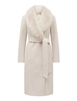 Monica Petite Faux-Fur Collar Wrap Coat