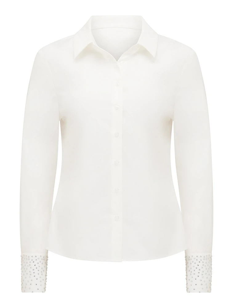 Honey Diamanté-Cuff Shirt