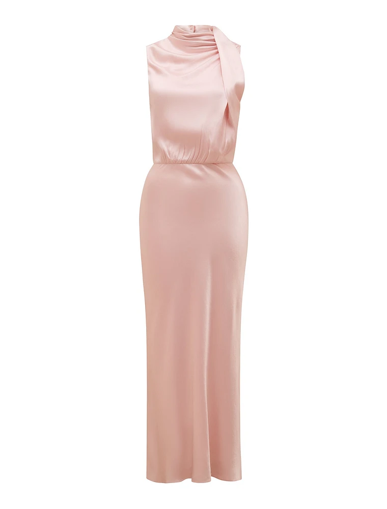 Sienna High-Neck Satin Maxi Dress