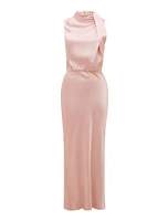 Sienna High-Neck Satin Maxi Dress