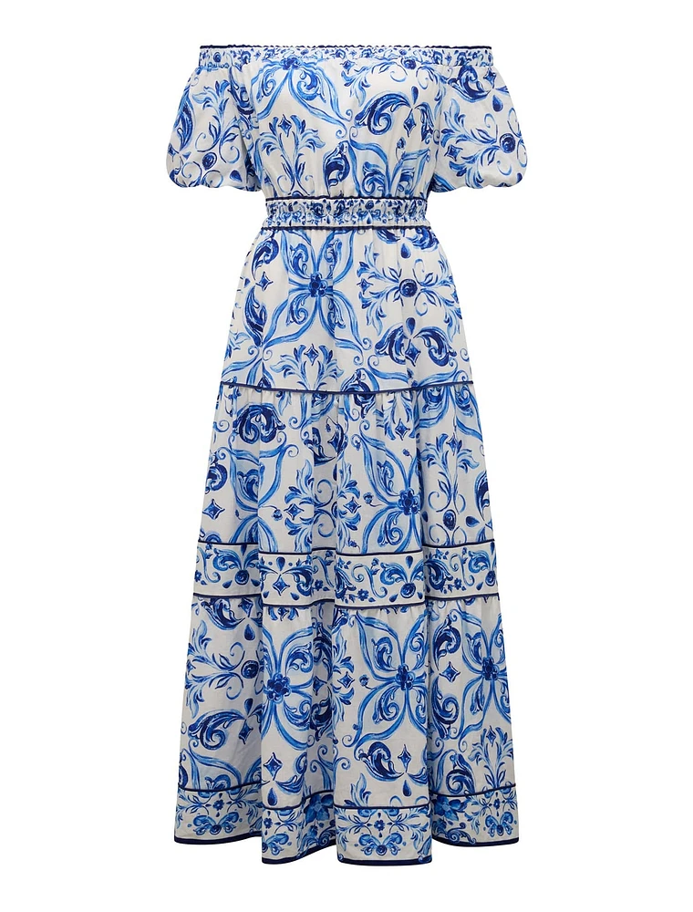 Ravenna Off-Shoulder Tiered Midi Dress