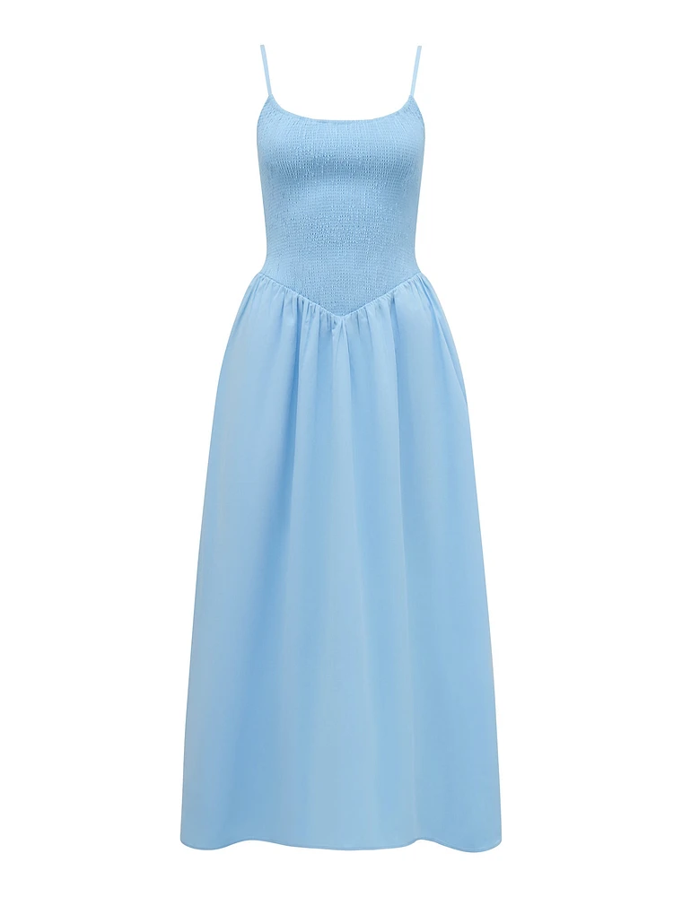 Dylan Shirred Cotton Midi