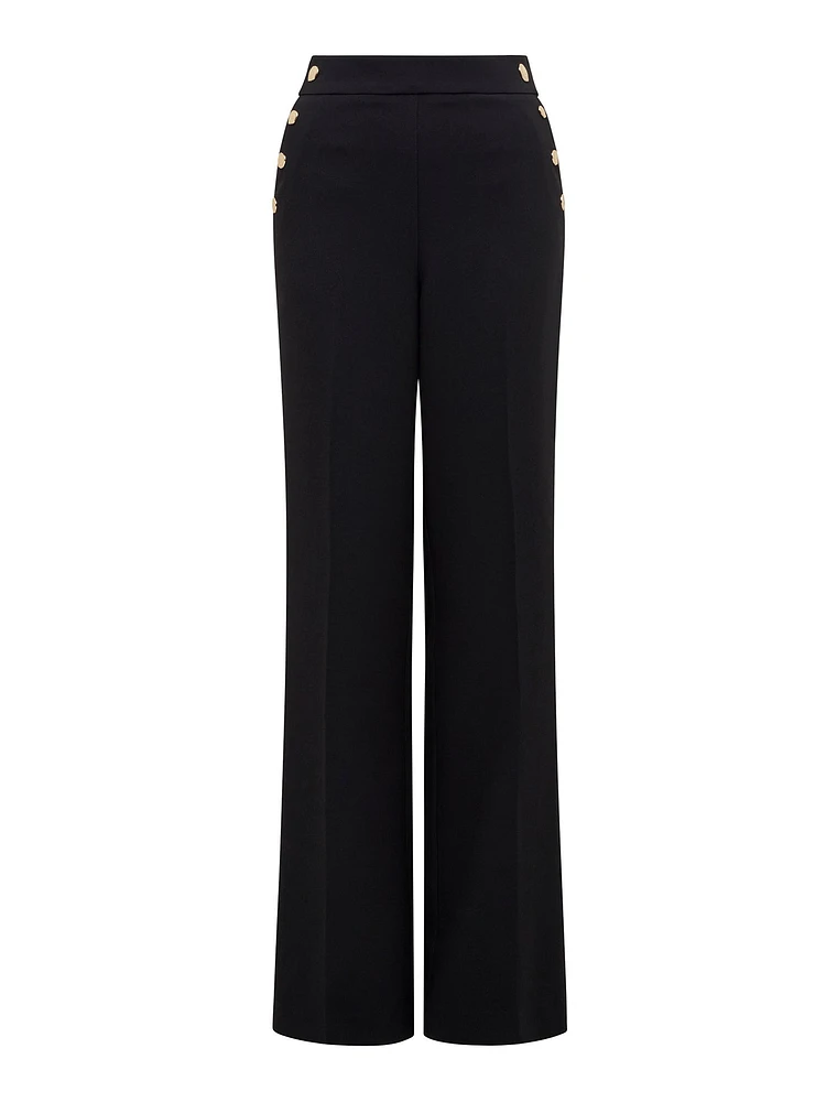 Kehlani Button-Detail Wide Leg Pants