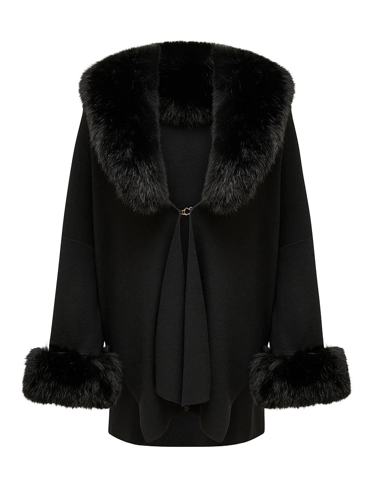 Nia Faux-Fur Trim Cape