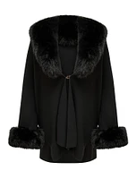 Nia Faux-Fur Trim Cape