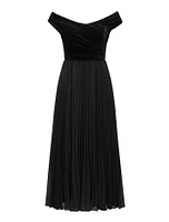 Rebecca Petite Off-Shoulder Velvet Gown