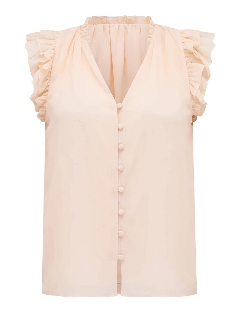 Abigail Ruffle-Shoulder Blouse