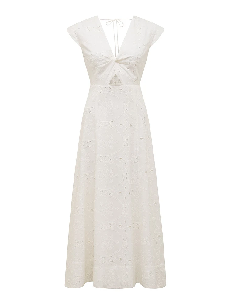 Levi Broderie Twist Front Midi