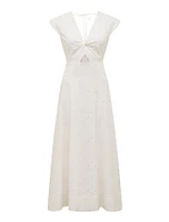 Levi Broderie Twist Front Midi