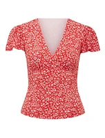 Lulu Printed Flutter Sleeve Top