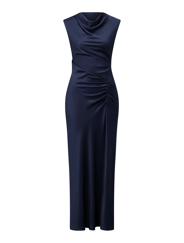 Ava Draped Satin Maxi Dress