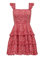Odette Printed Cotton Mini Dress