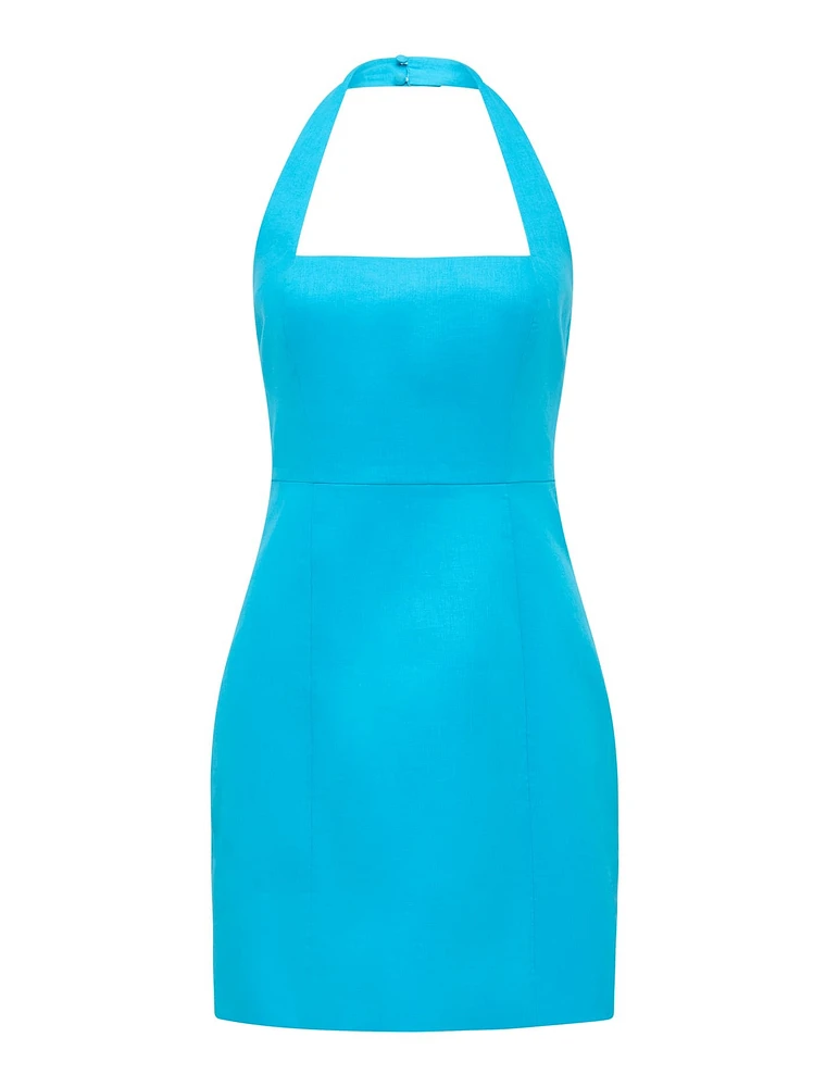 Stevie Halter Neck Linen Mini Dress