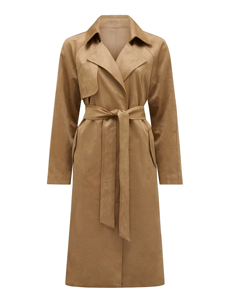 Cass Vegan Suede Trench Coat