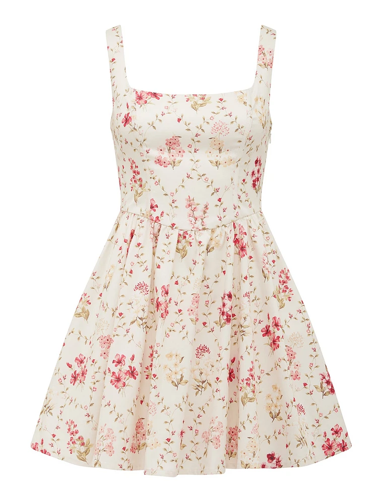 Brielle Printed Lace Up Mini Dress