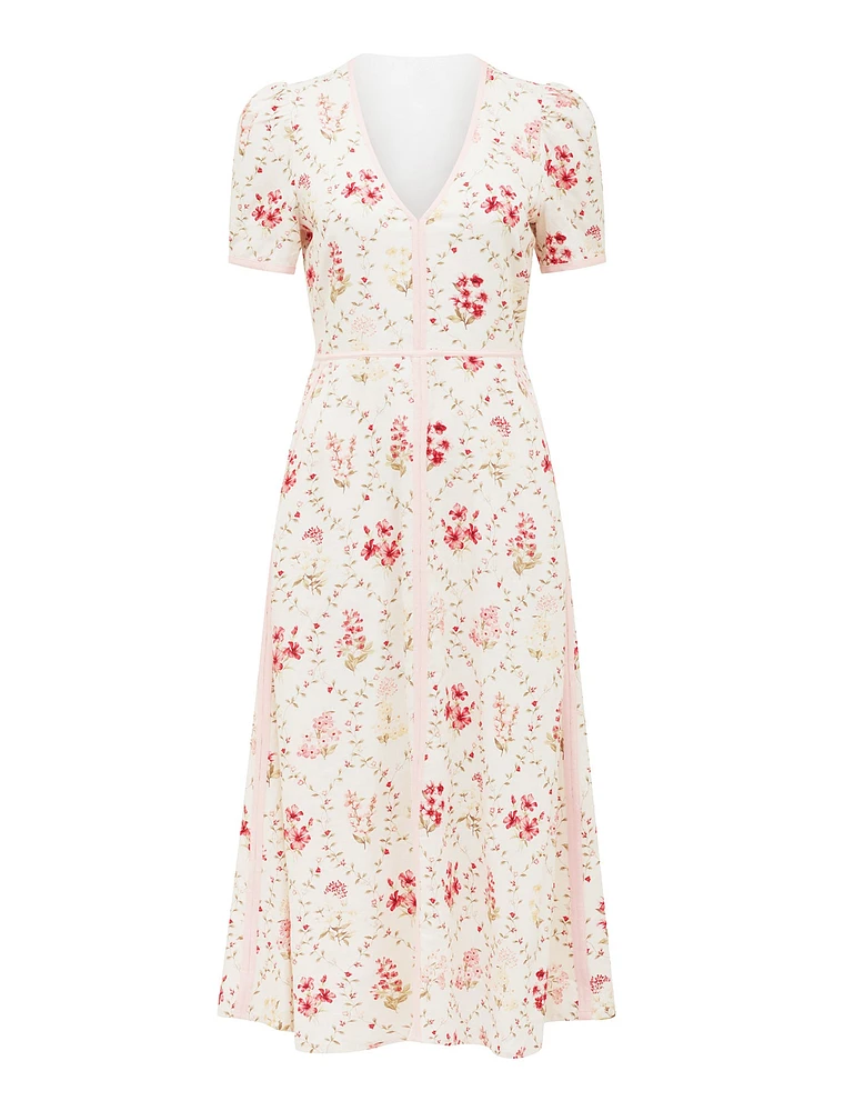 Sabrina Printed Linen Midi Dress