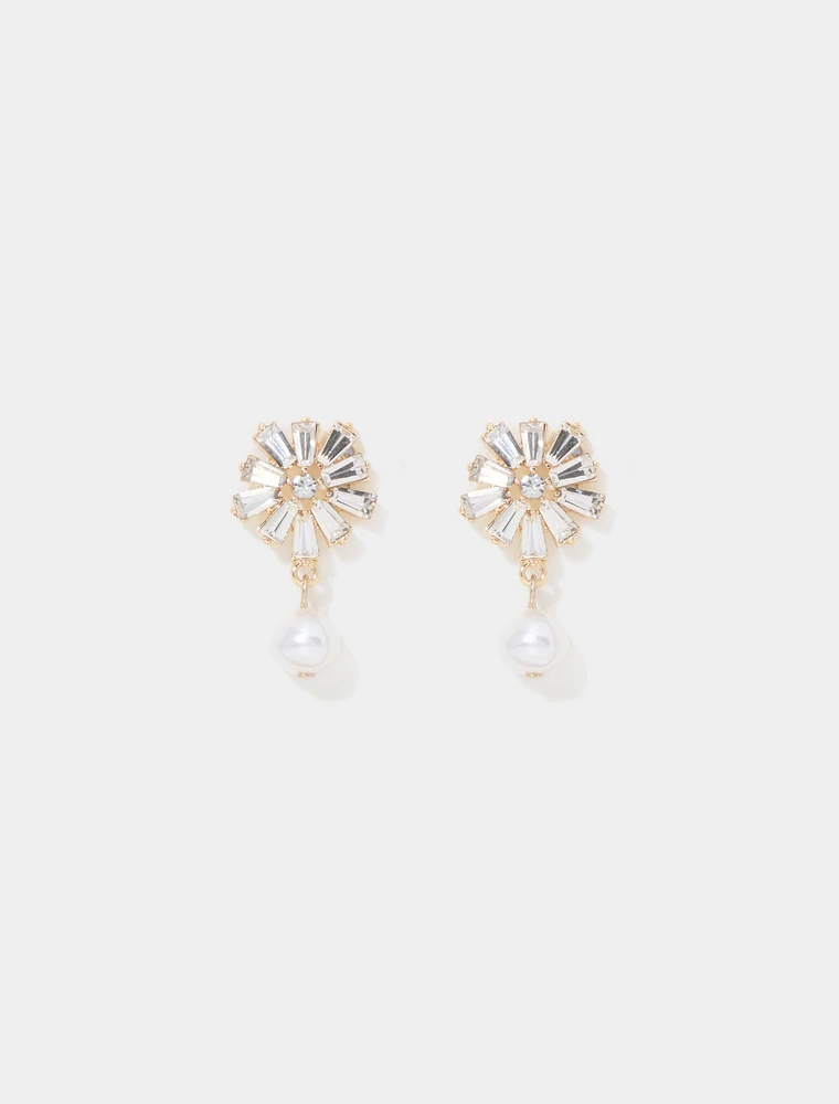 Geneva Diamanté and Pearl Earrings