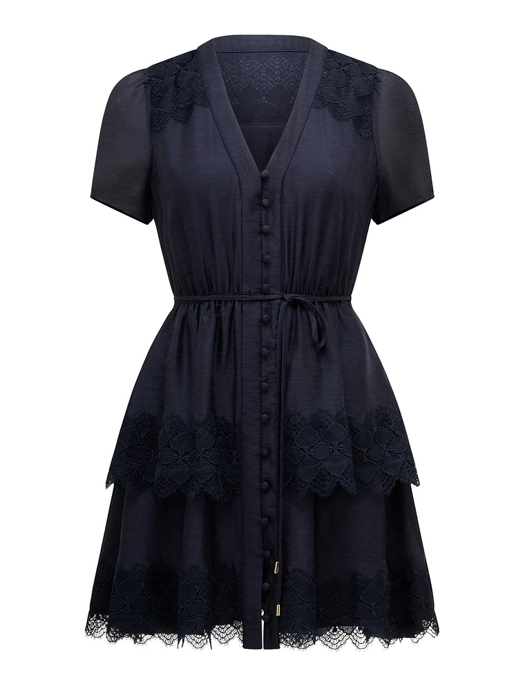 Emmy Petite Lace Trim Mini Dress