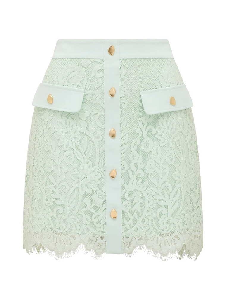 Lola Button Lace Mini Skirt