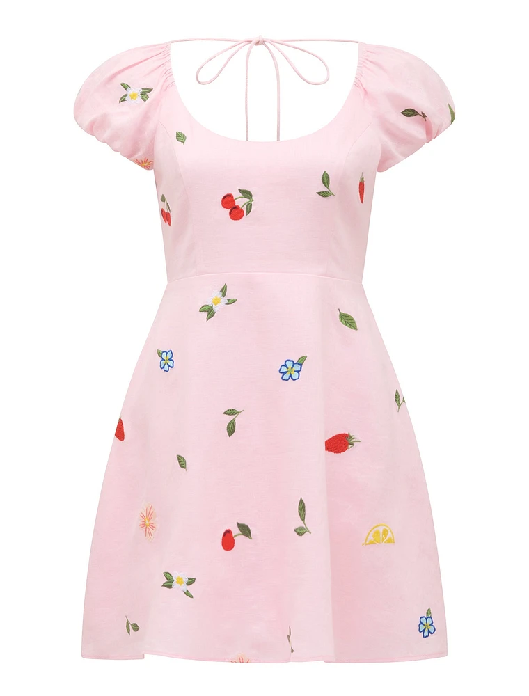 Clara Embroidered Linen Mini