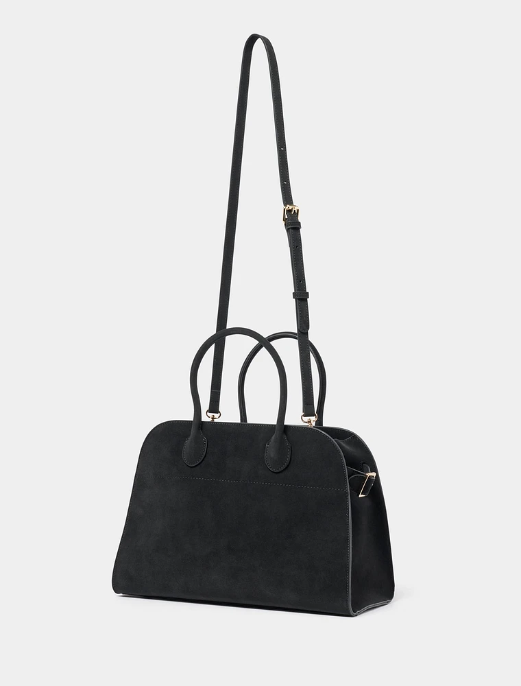 Lacey Faux Suede Bowler Bag