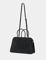 Lacey Faux Suede Bowler Bag