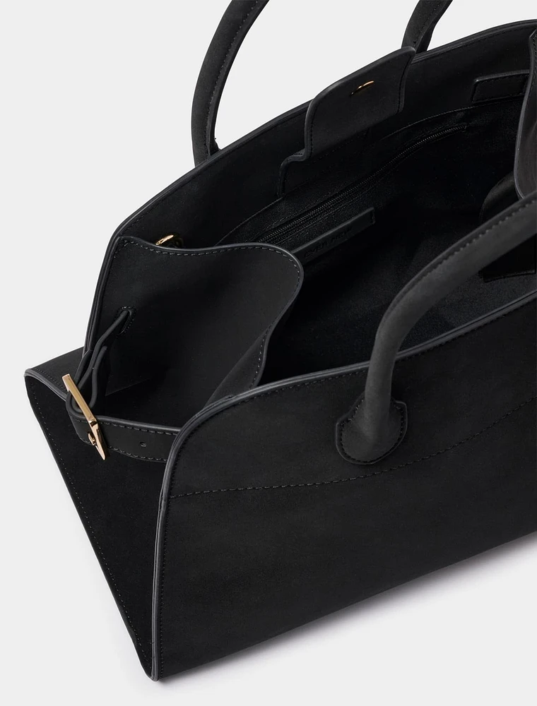 Lacey Faux Suede Bowler Bag