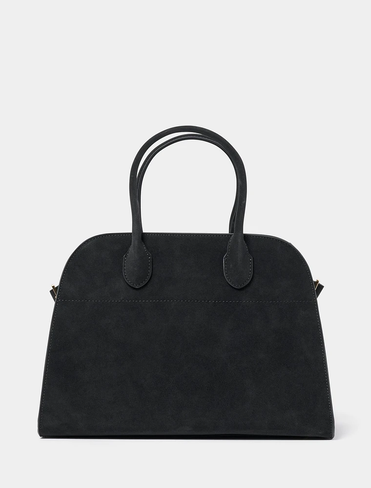Lacey Faux Suede Bowler Bag