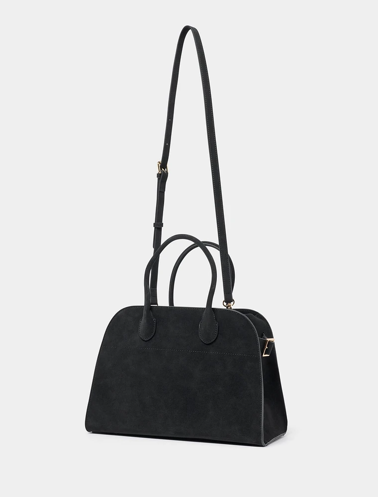 Lacey Faux Suede Bowler Bag