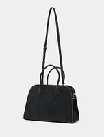 Lacey Faux Suede Bowler Bag