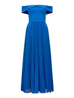 Louise Off Shoulder Pleat Midi Dress