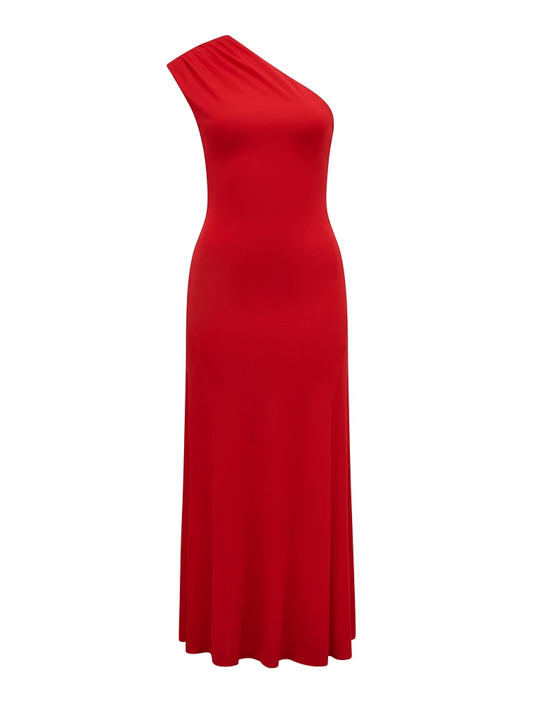 London One-Shoulder Midi Dress