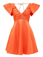 June Petite Ruched V Neck Mini