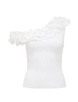 Sadie Tipped Shoulder Ruffle Top
