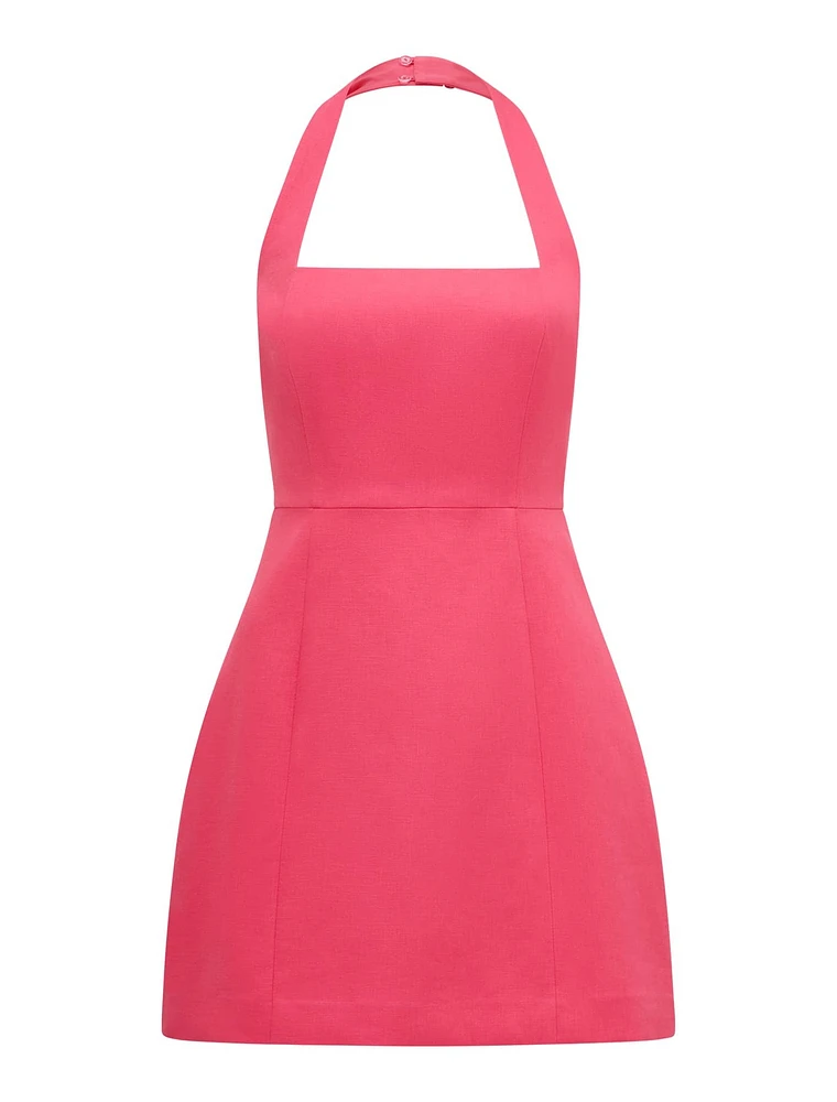Stevie Halter Neck Linen Mini Dress