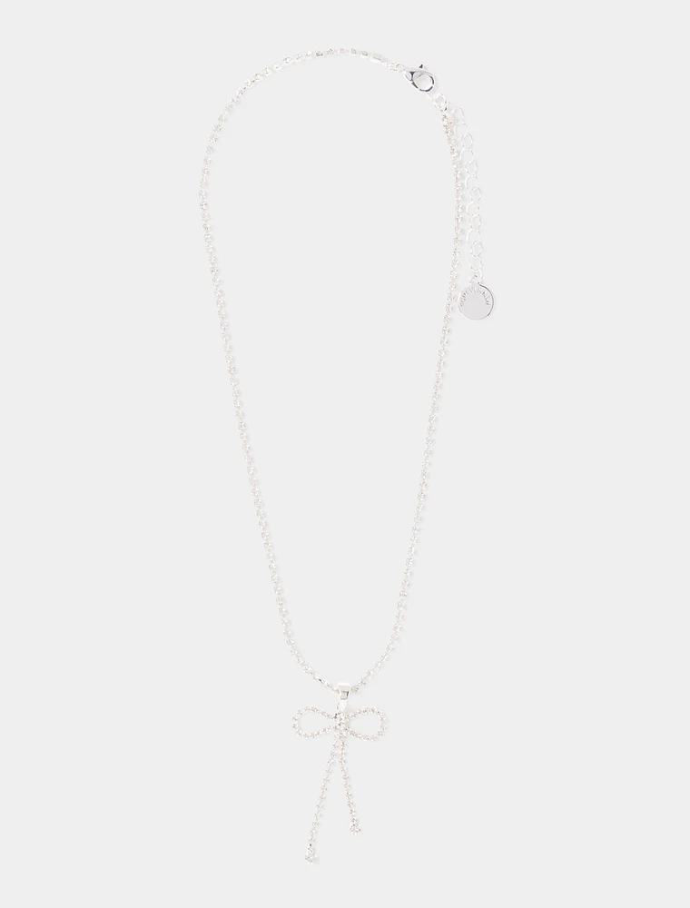 Cindy Crystal Bow Necklace